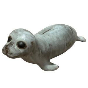 Vintage Andersen Design Studio Pottery Baby Seal Pup Gray Matte Sculpture Signed